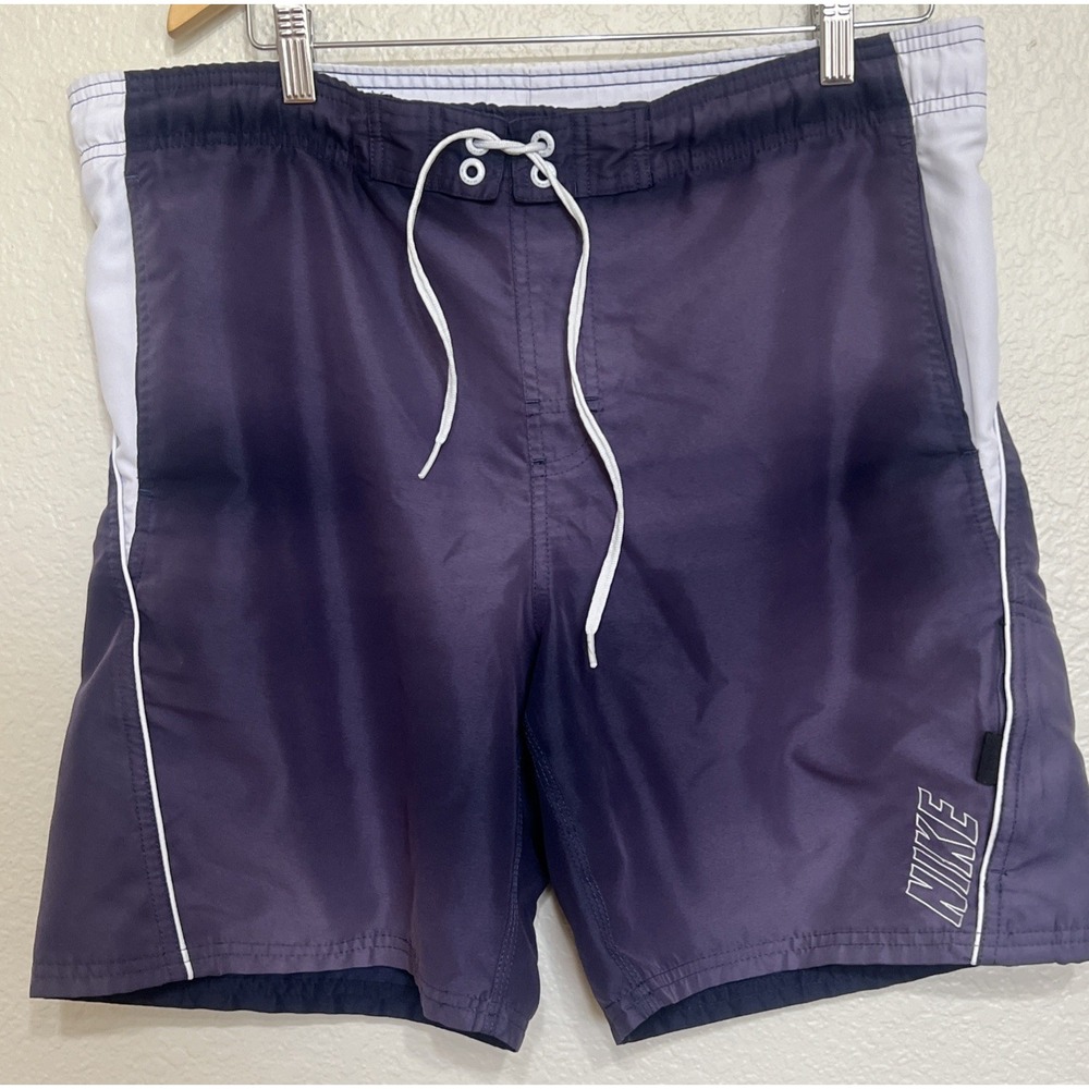 Nike Men's Swim Trunks Blue Gray Size Medium , M , Lined Board Shorts Drawstring